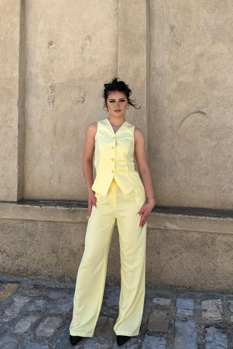 ONE COLOR BUTTONED VEST + TROUSERS WOMAN SET YELLOW/E VERDHE - 4
