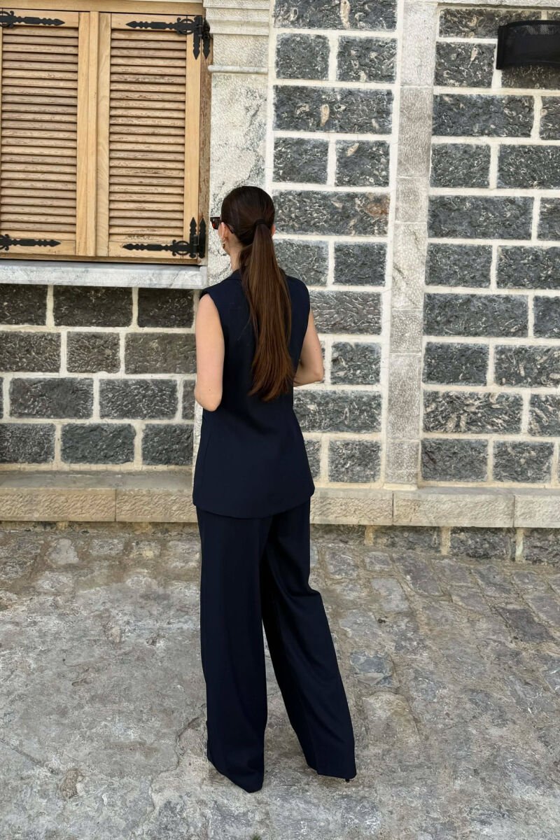 ONE COLOR BUTTONED VEST+ TROUSERS WOMAN TWO PIECE ST BLUE/BLU - 5