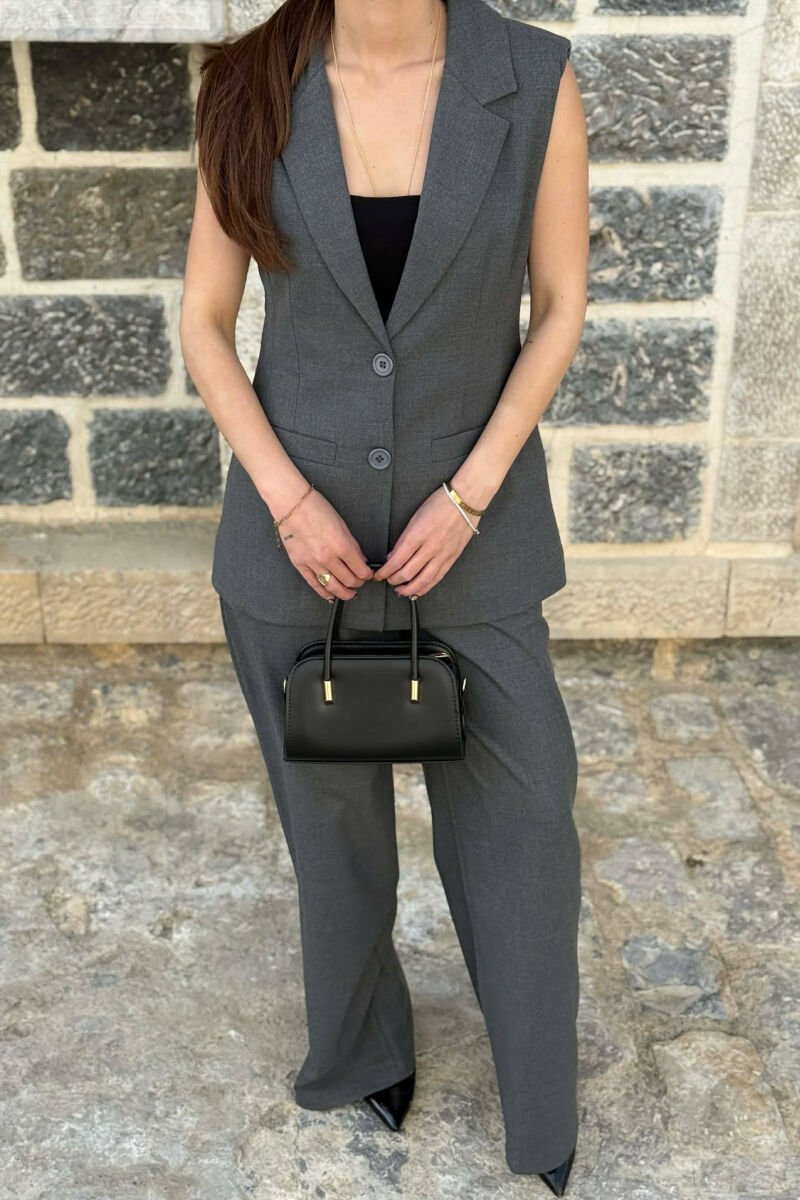 ONE COLOR BUTTONED VEST+ TROUSERS WOMAN TWO PIECE ST GREY/GRI - 2