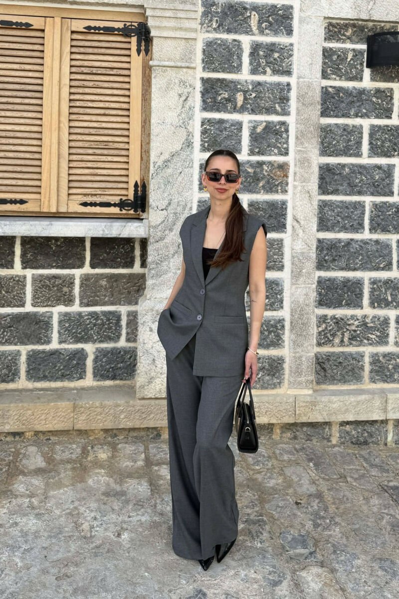 ONE COLOR BUTTONED VEST+ TROUSERS WOMAN TWO PIECE ST GREY/GRI - 4