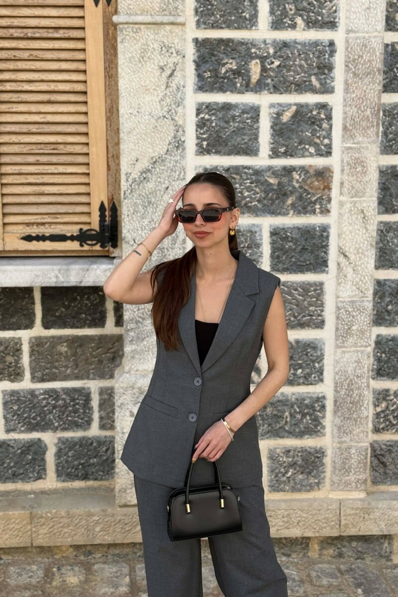 ONE COLOR BUTTONED VEST+ TROUSERS WOMAN TWO PIECE ST GREY/GRI - 5