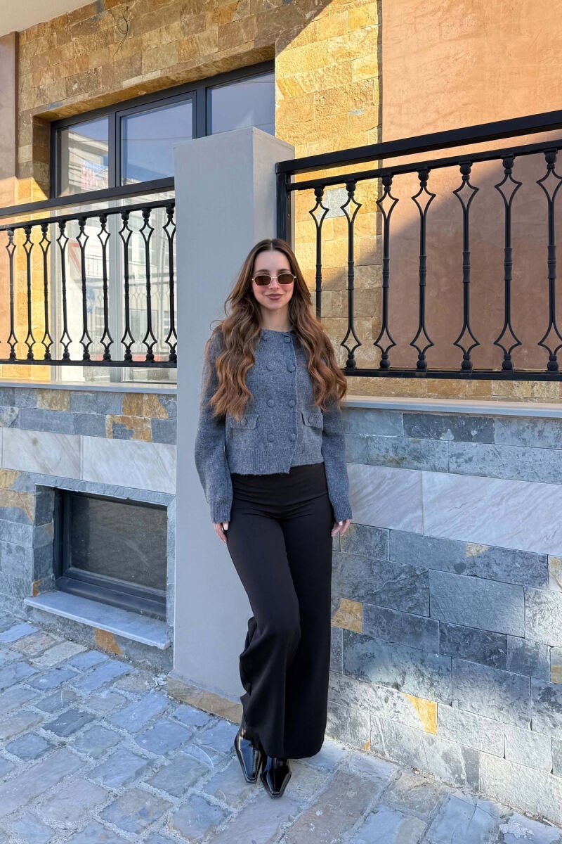 ONE COLOR BUTTONED WOMAN CARDIGAN GREY/GRI - 1