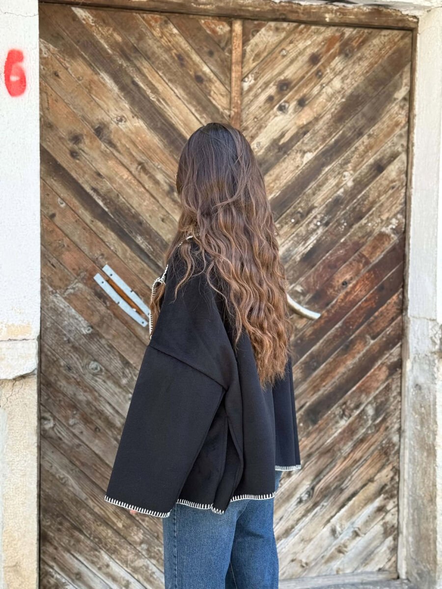 ONE COLOR BUTTONED WOMAN COAT BLACK/ E ZEZE - 3