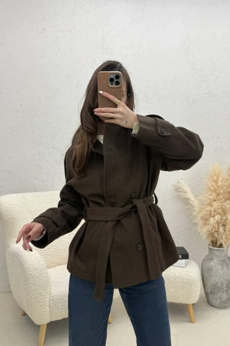 PALLTO ME KOPSA PER FEMRA NE NGJYRE KAFE TE ERRET - KLAUDIO FASHION
