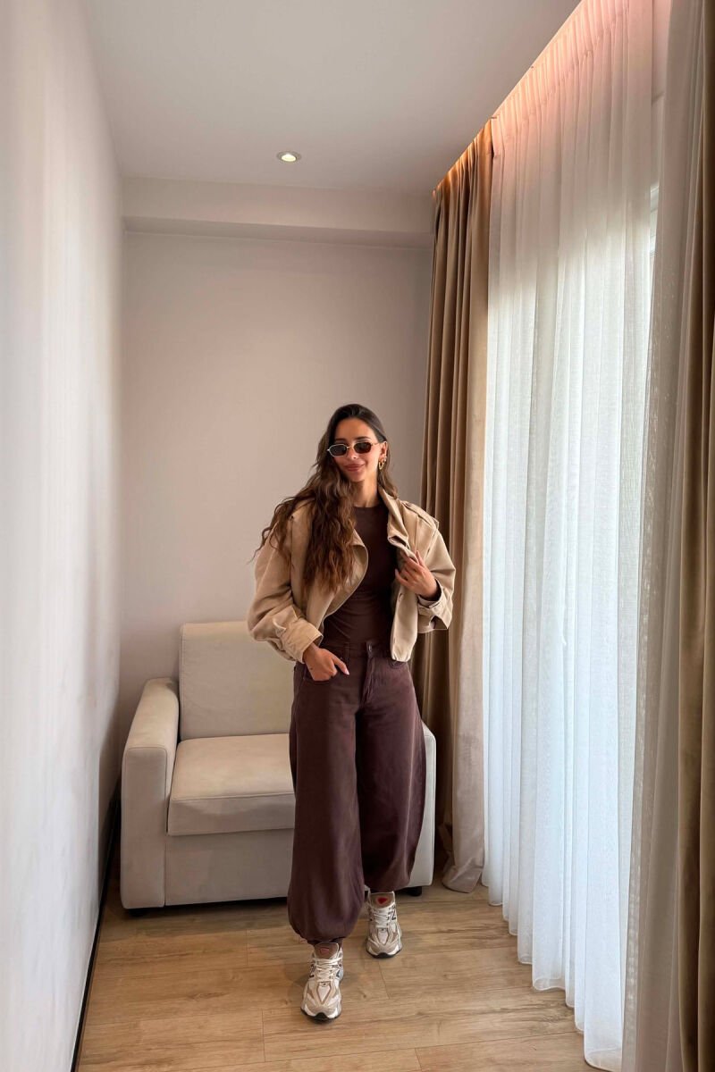 ONE COLOR BUTTONED WOMAN JACKET BEIGE/BEZHE - 2