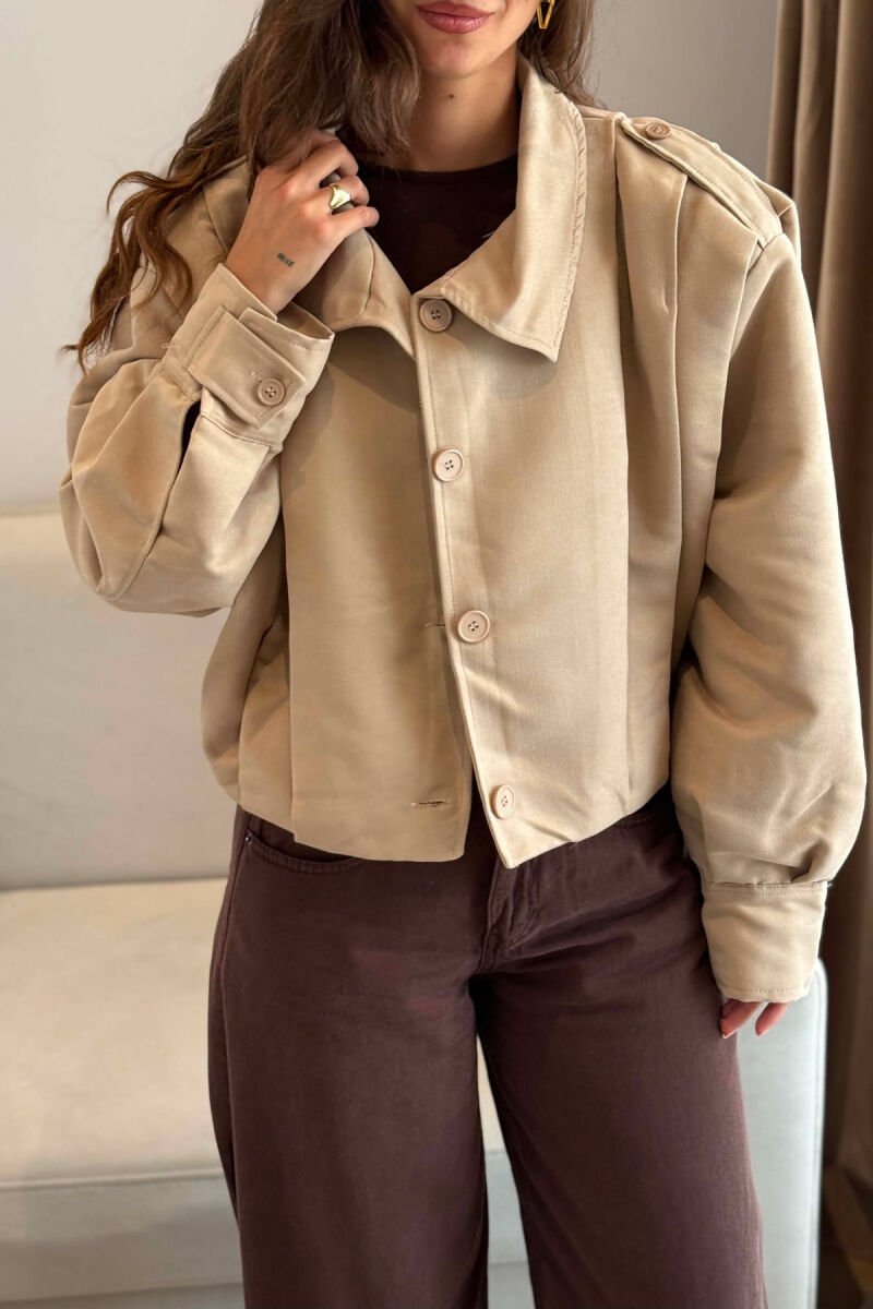 ONE COLOR BUTTONED WOMAN JACKET BEIGE/BEZHE - 4