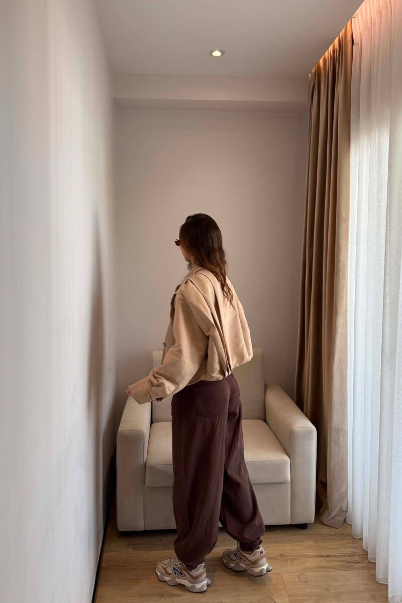 ONE COLOR BUTTONED WOMAN JACKET BEIGE/BEZHE - 5