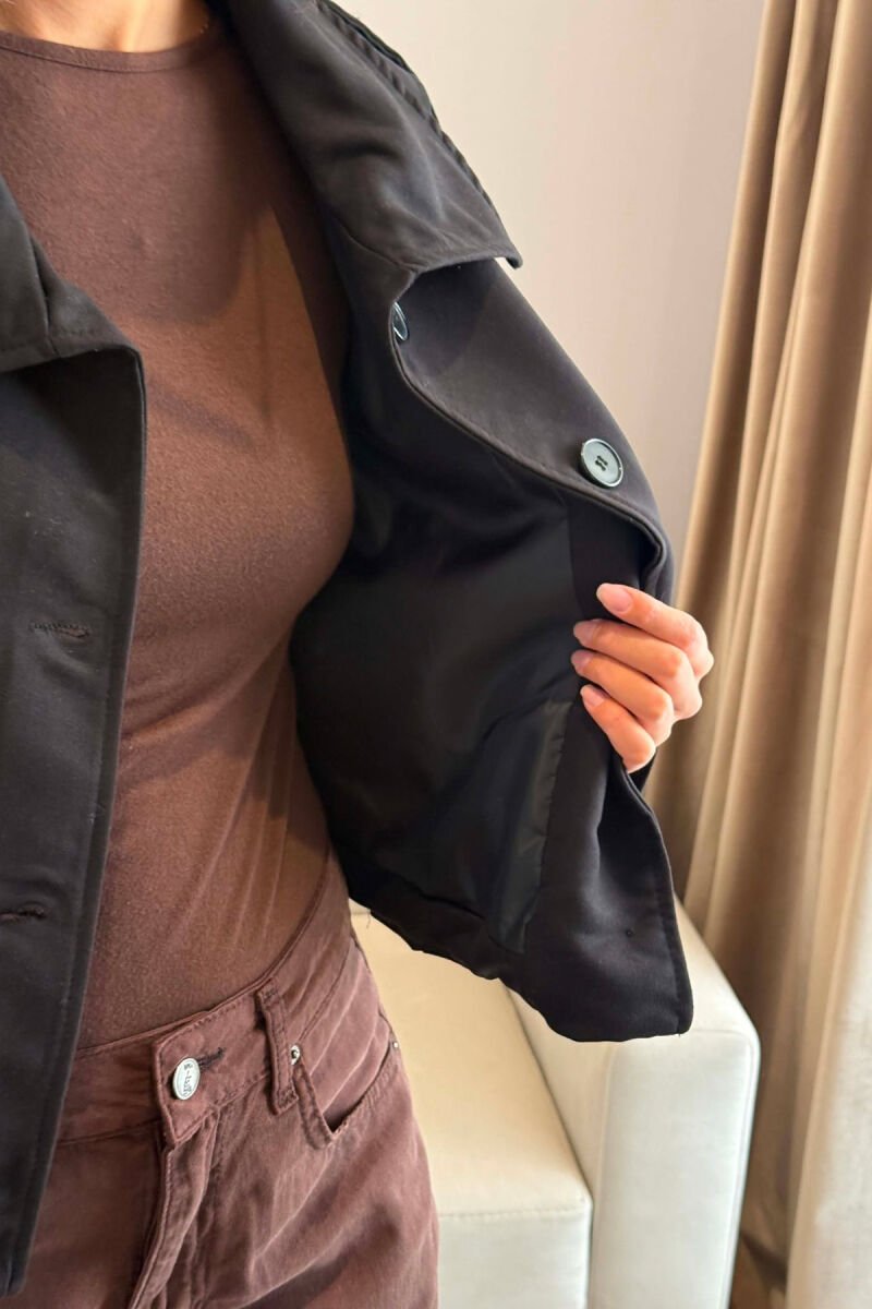 ONE COLOR BUTTONED WOMAN JACKET BLACK/ E ZEZE - 5