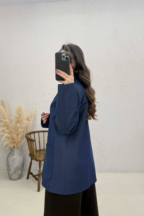 ONE COLOR BUTTONED WOMAN JACKET BLUE/BLU - 3