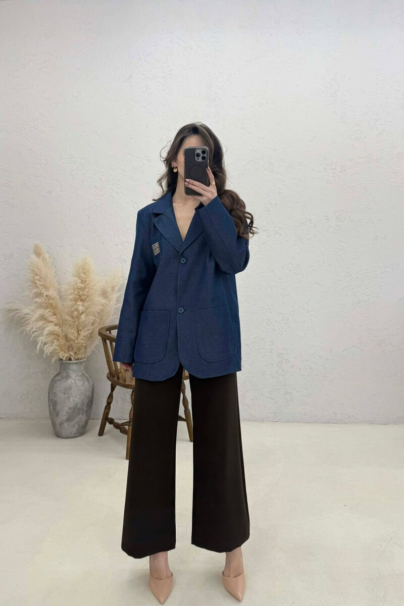ONE COLOR BUTTONED WOMAN JACKET BLUE/BLU - 4