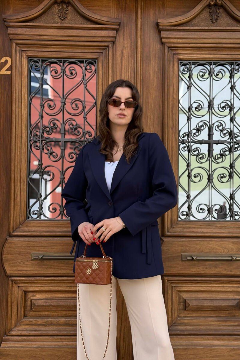ONE COLOR BUTTONED WOMAN JACKET BLUE/BLU - 1