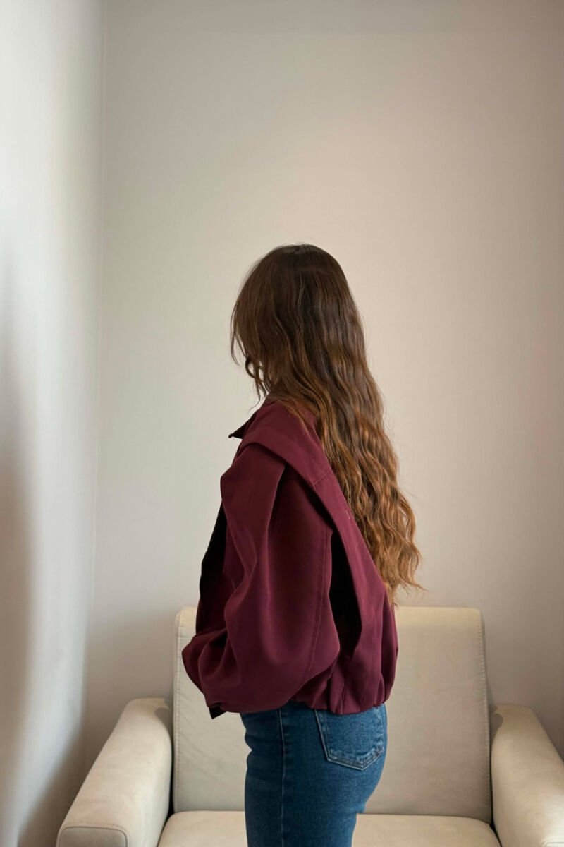 ONE COLOR BUTTONED WOMAN JACKET BURGUNDY/VISHNJE - 2