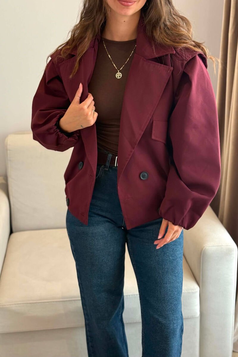 ONE COLOR BUTTONED WOMAN JACKET BURGUNDY/VISHNJE - 3
