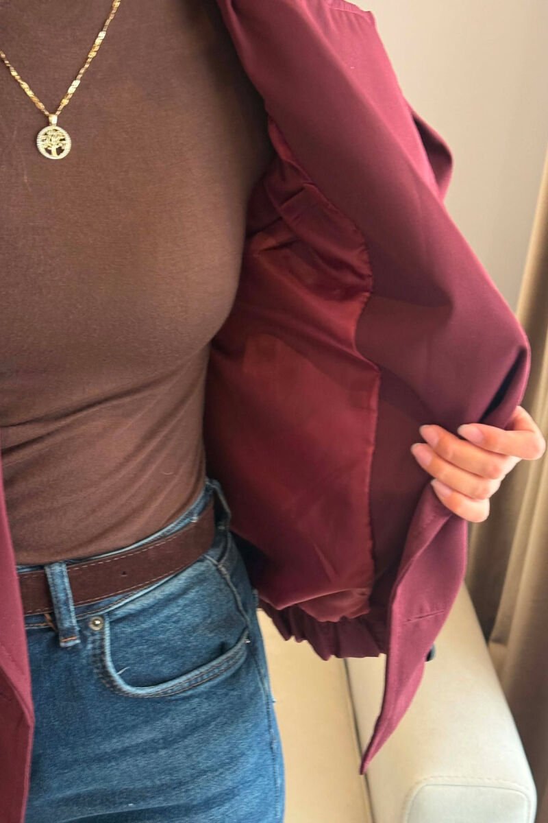 ONE COLOR BUTTONED WOMAN JACKET BURGUNDY/VISHNJE - 4
