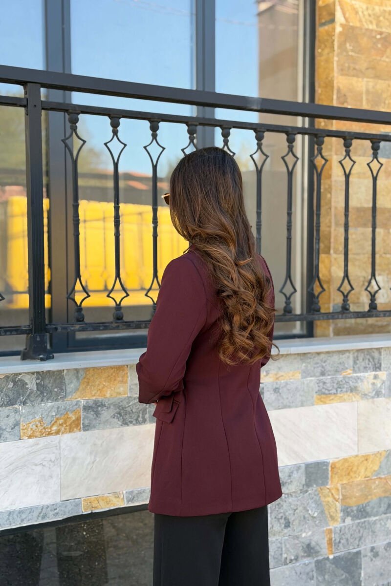 ONE COLOR BUTTONED WOMAN JACKET BURGUNDY/VISHNJE - 4