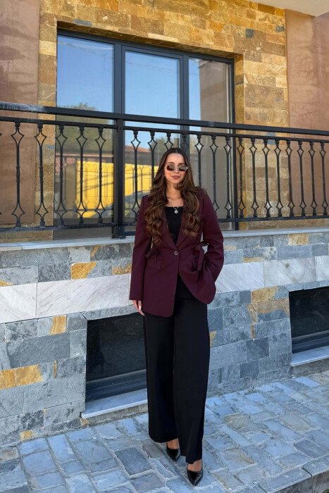 ONE COLOR BUTTONED WOMAN JACKET DARK BURGUNDY/VISHNJE E ERRET 