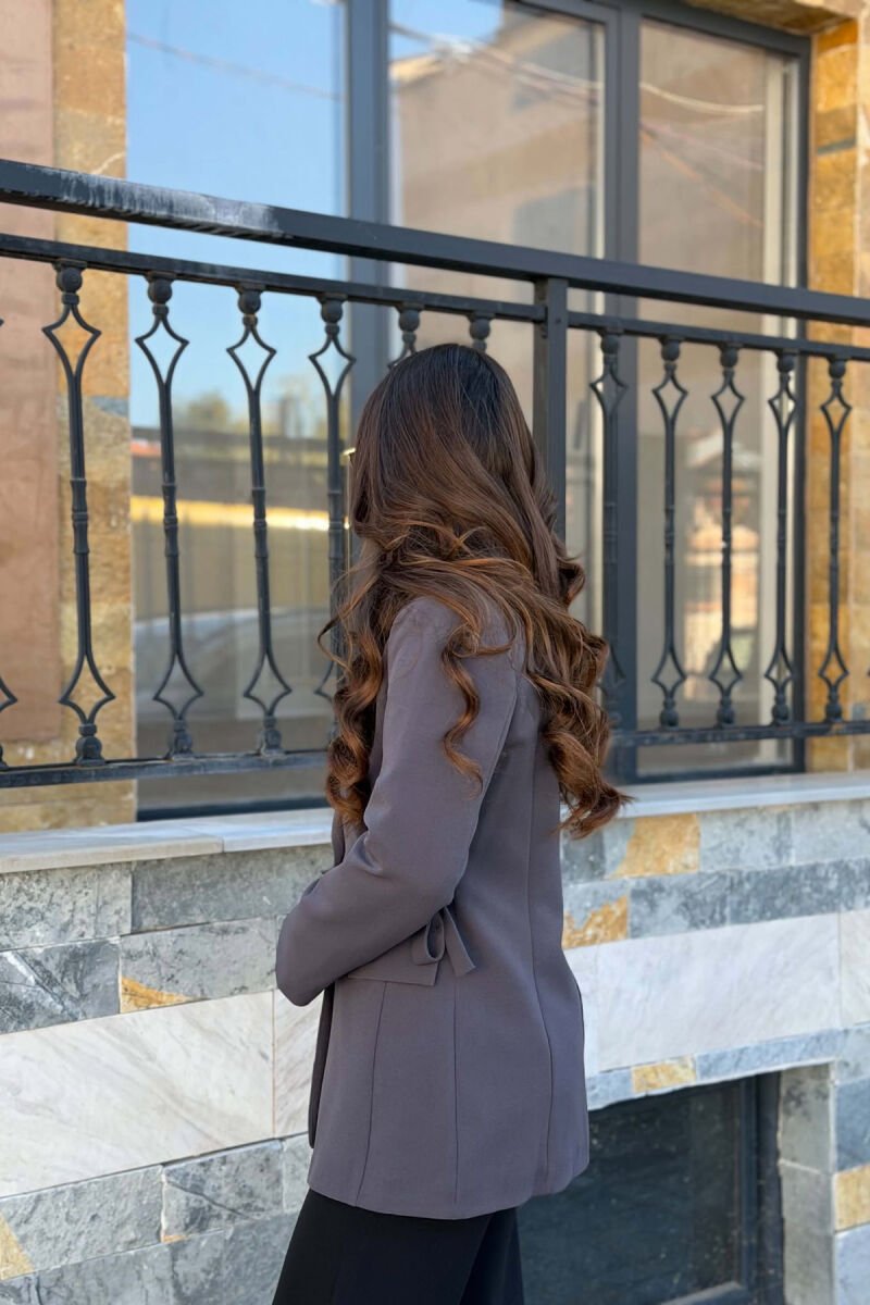 ONE COLOR BUTTONED WOMAN JACKET DARK GREY/GEE - 4