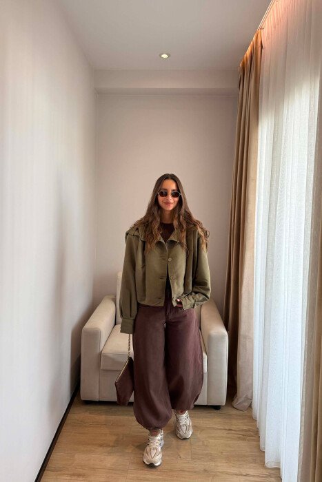 ONE COLOR BUTTONED WOMAN JACKET GREEN/JESHILE - KLAUDIO FASHION