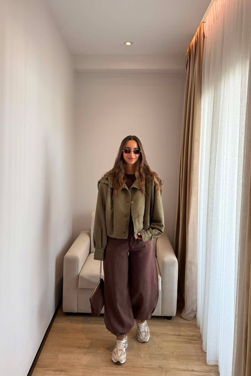 ONE COLOR BUTTONED WOMAN JACKET GREEN/JESHILE - 1