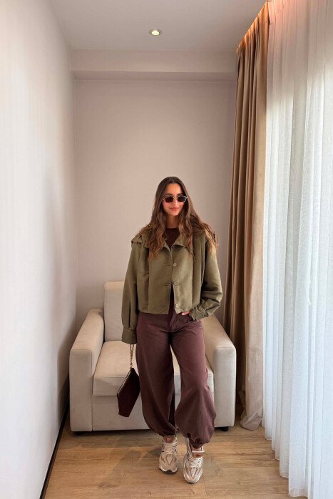 ONE COLOR BUTTONED WOMAN JACKET GREEN/JESHILE - 3