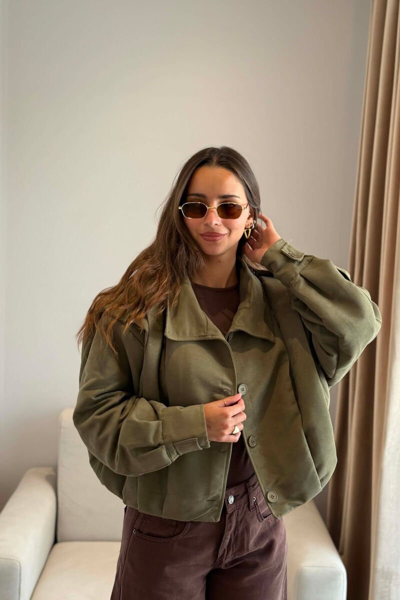 ONE COLOR BUTTONED WOMAN JACKET GREEN/JESHILE - 4