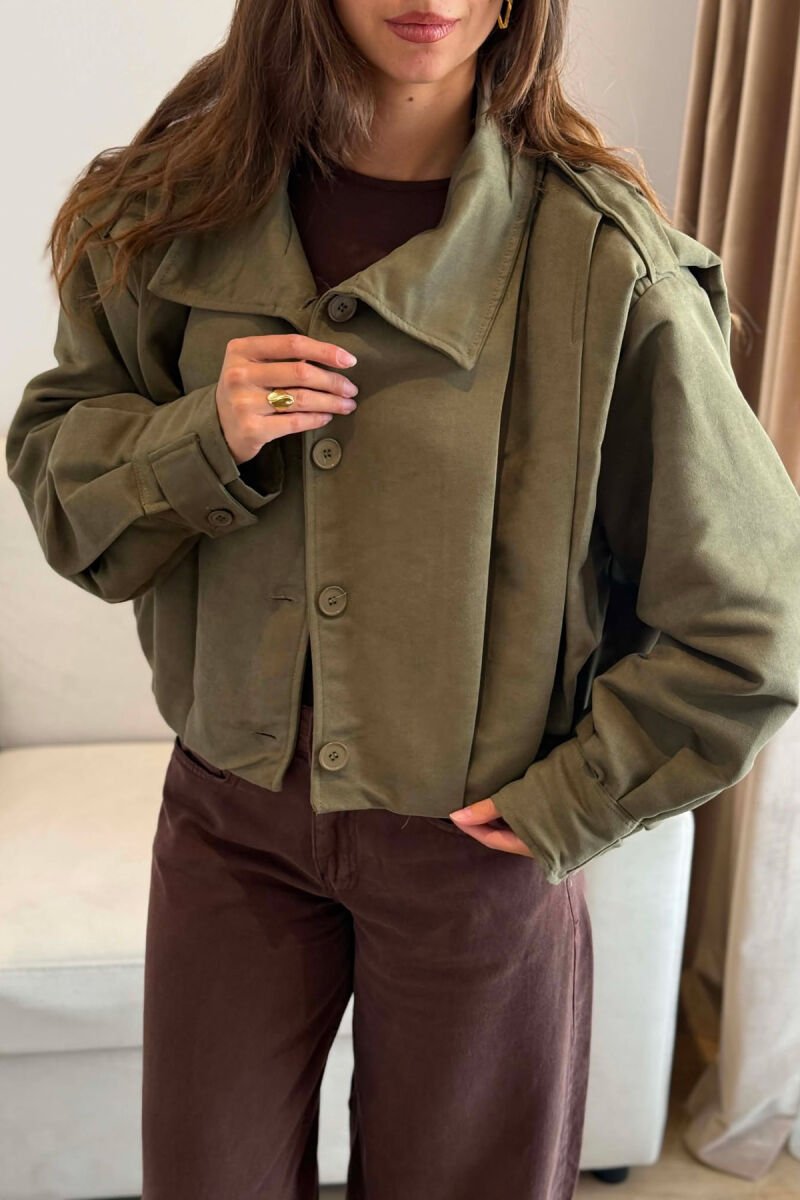 ONE COLOR BUTTONED WOMAN JACKET GREEN/JESHILE - 5