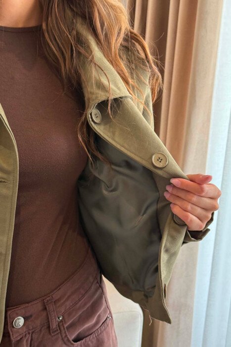 ONE COLOR BUTTONED WOMAN JACKET GREEN/JESHILE - 6
