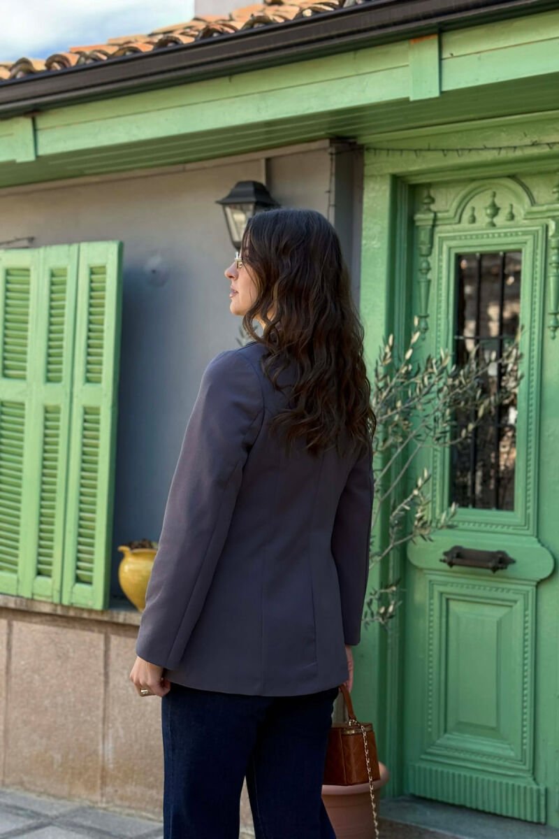 ONE COLOR BUTTONED WOMAN JACKET GREY/GRI - 2