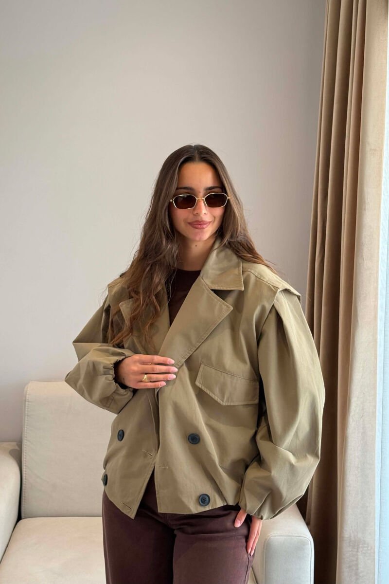ONE COLOR BUTTONED WOMAN JACKET KHAKI / KAKI - 2