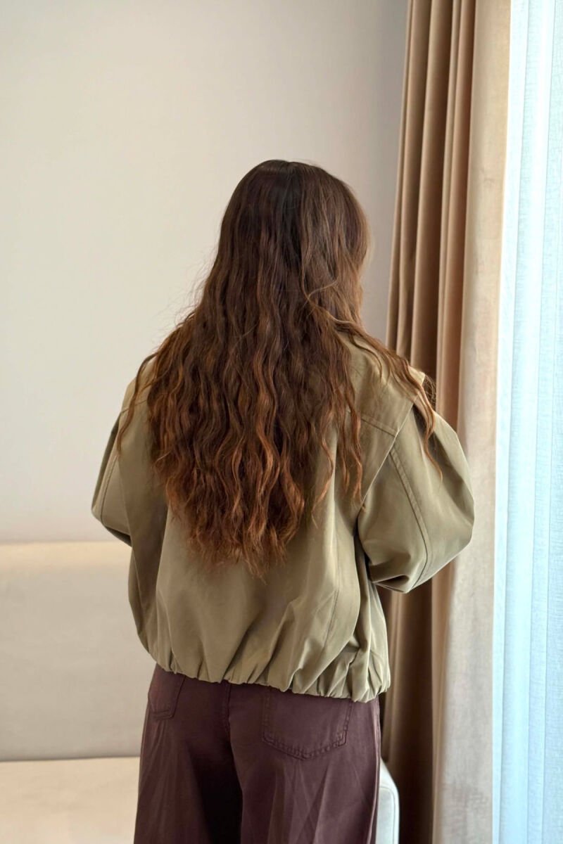 ONE COLOR BUTTONED WOMAN JACKET KHAKI / KAKI - 3