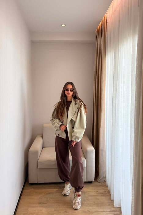 ONE COLOR BUTTONED WOMAN JACKET MINT/MENTE - KLAUDIO FASHION