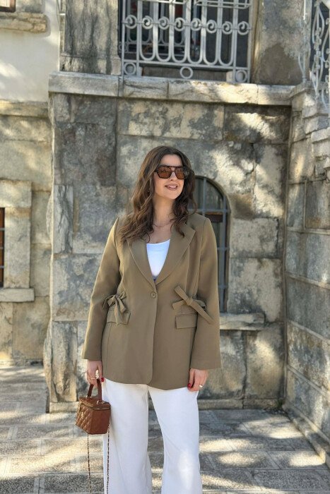 ONE COLOR BUTTONED WOMAN JACKET OLIVE/ULLI - 1