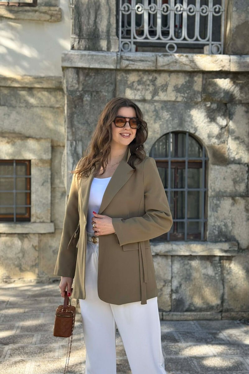 ONE COLOR BUTTONED WOMAN JACKET OLIVE/ULLI - 3