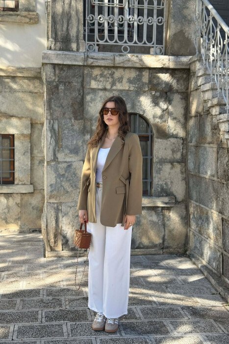 ONE COLOR BUTTONED WOMAN JACKET OLIVE/ULLI - 4