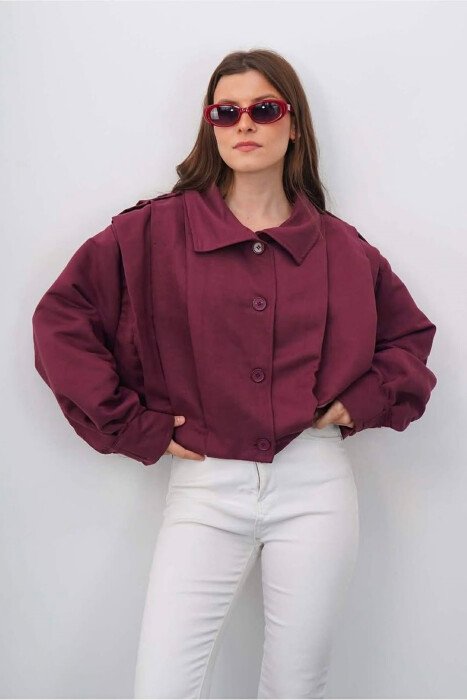 ONE COLOR BUTTONED WOMAN JACKET PURPLE/LEJLA - 3