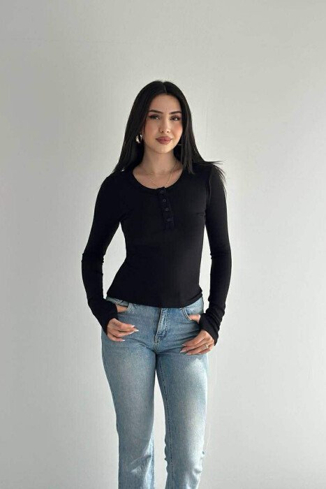 BLUZE NJE NGJYRESHE ME BUTONA PER FEMRA NE NGJYRE TE ZEZE - KLAUDIO FASHION
