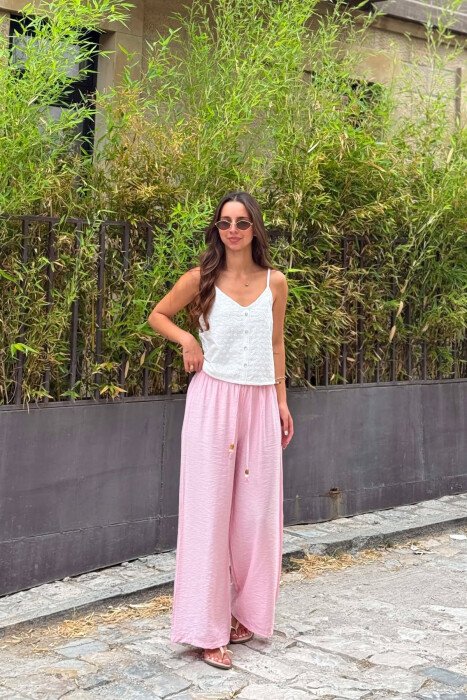 ONE COLOR BUTTONED WOMAN TANK TOP WHITE-E BARDHE - 3