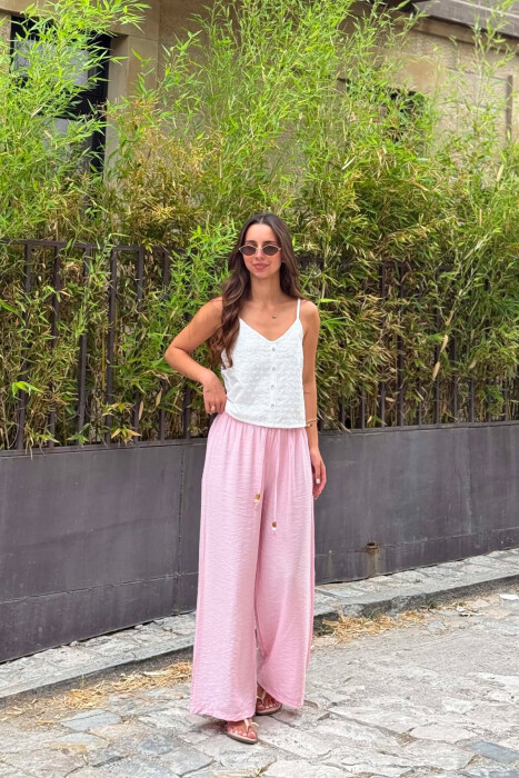 ONE COLOR BUTTONED WOMAN TANK TOP WHITE-E BARDHE - 3