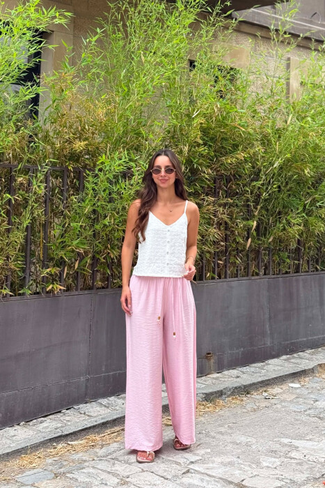 ONE COLOR BUTTONED WOMAN TANK TOP WHITE-E BARDHE - 4