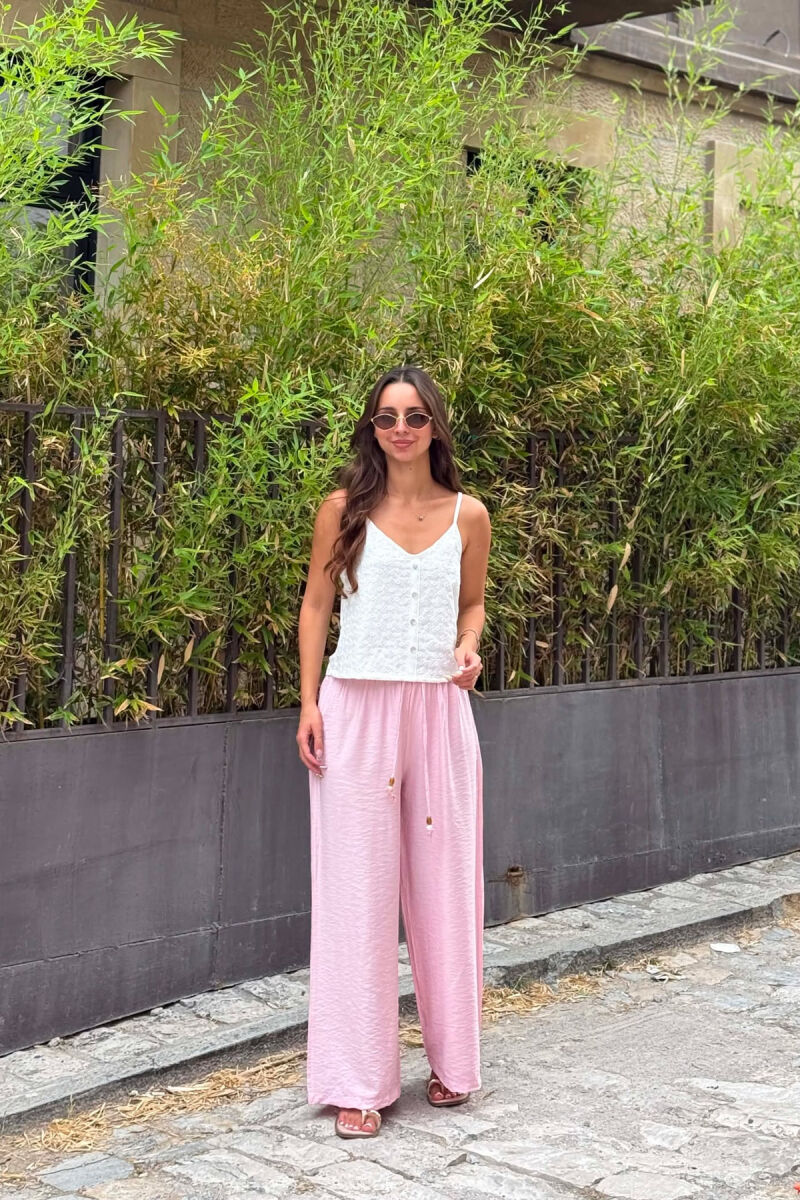 ONE COLOR BUTTONED WOMAN TANK TOP WHITE-E BARDHE - 4