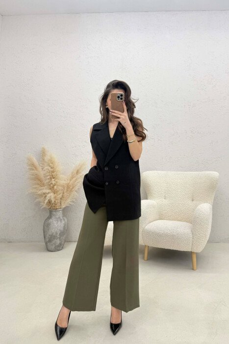 ONE COLOR BUTTONED WOMAN VEST BLACK/ E ZEZE - 3