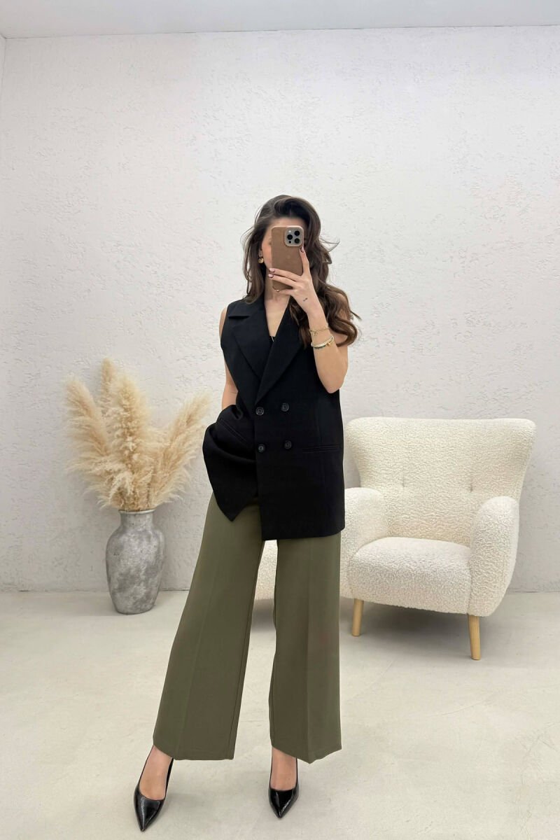 ONE COLOR BUTTONED WOMAN VEST BLACK/ E ZEZE - 3