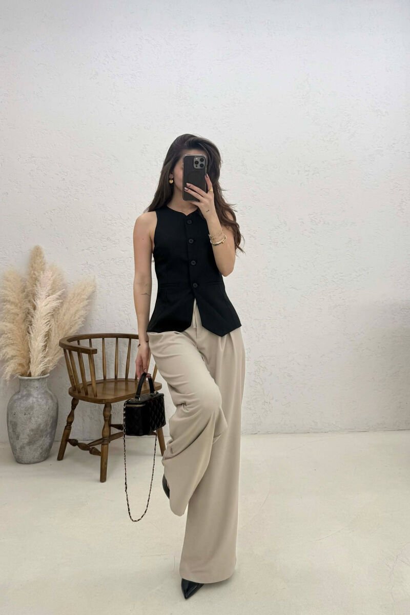 ONE COLOR BUTTONED WOMAN VEST BLACK/ E ZEZE - 4