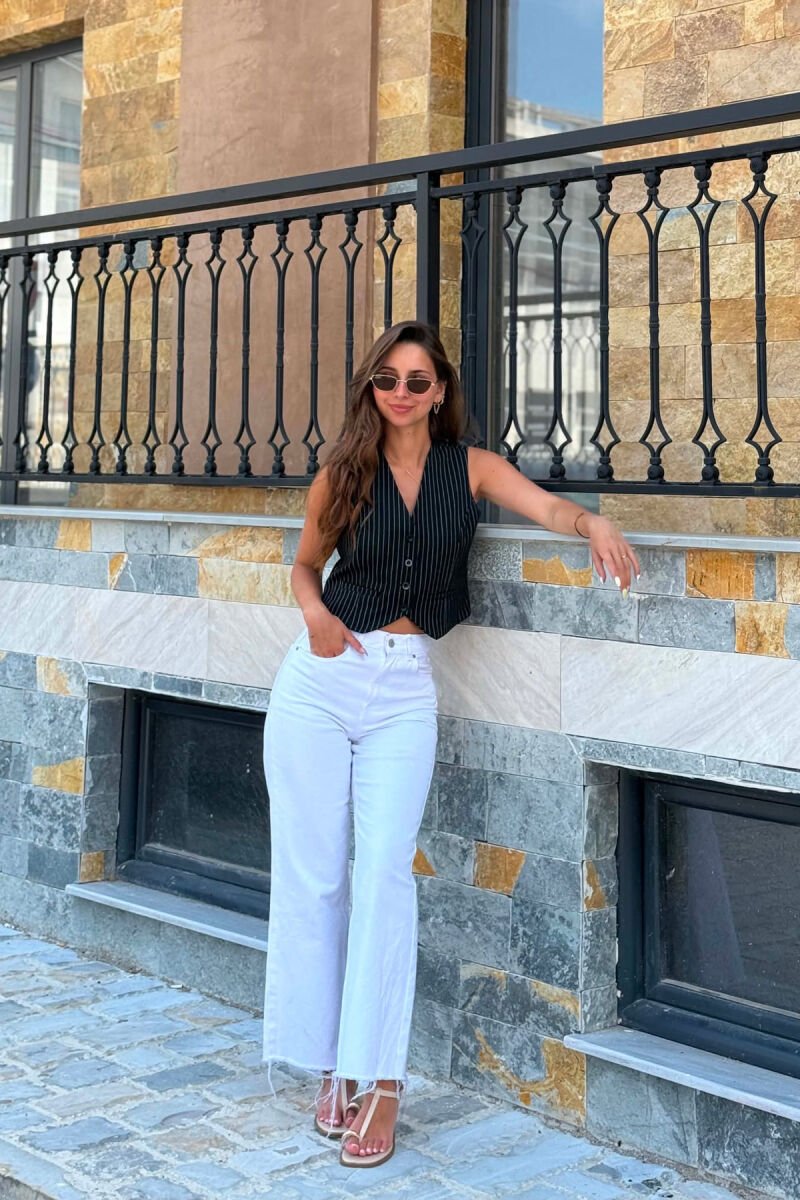 ONE COLOR BUTTONED WOMAN VEST BLACK/ E ZEZE - 5