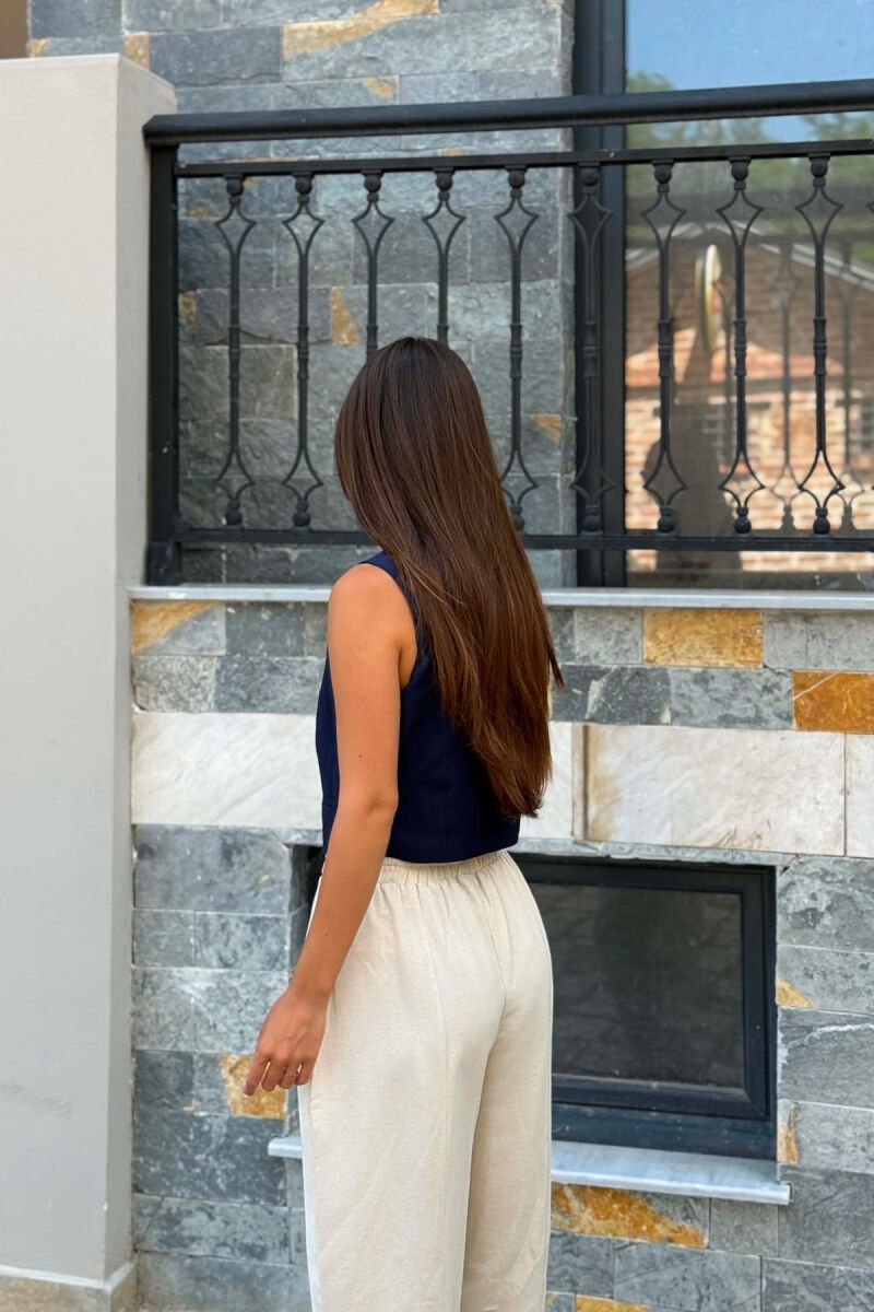 ONE COLOR BUTTONED WOMAN VEST BLUE/BLU - 6
