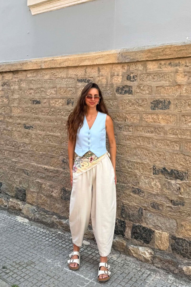ONE COLOR BUTTONED WOMAN VEST BABY BLUE/BLU BY - 1
