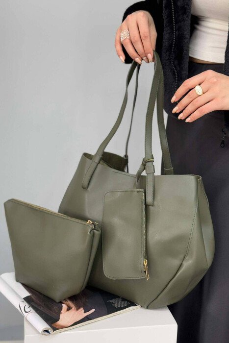 ONE COLOR BUTTONED WOMEN BAG GREEN/JESHILE - KLAUDIO FASHION
