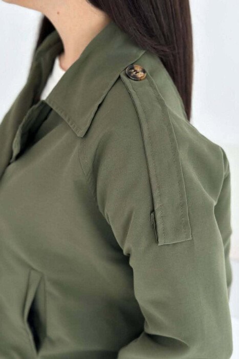 ONE COLOR BUTTONED WOMEN JACKET GREEN/JESHILE - 5