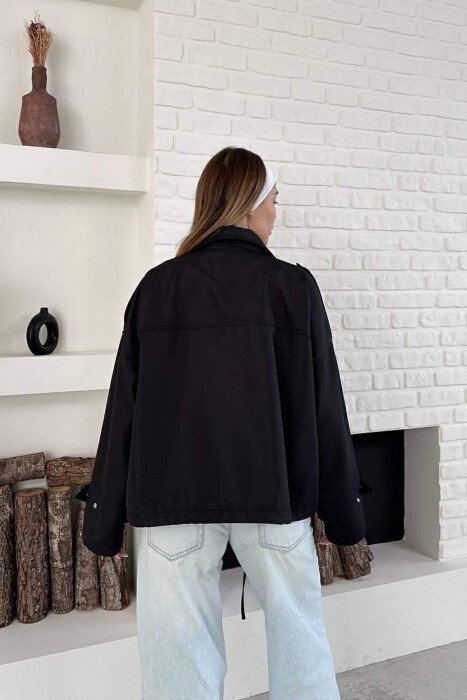 ONE COLOR BUTTONES WOMAN JACKET BLACK/ E ZEZE - 5
