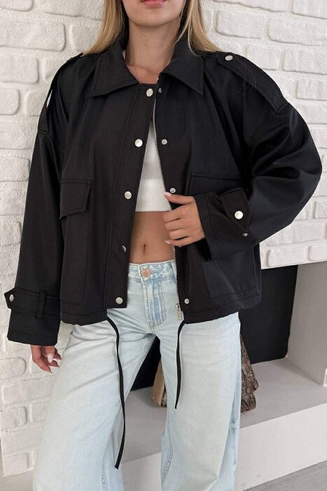 ONE COLOR BUTTONES WOMAN JACKET BLACK/ E ZEZE - 6
